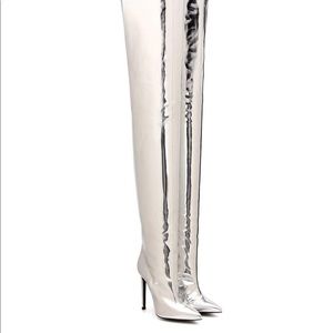 glitter thigh high balenciaga boots